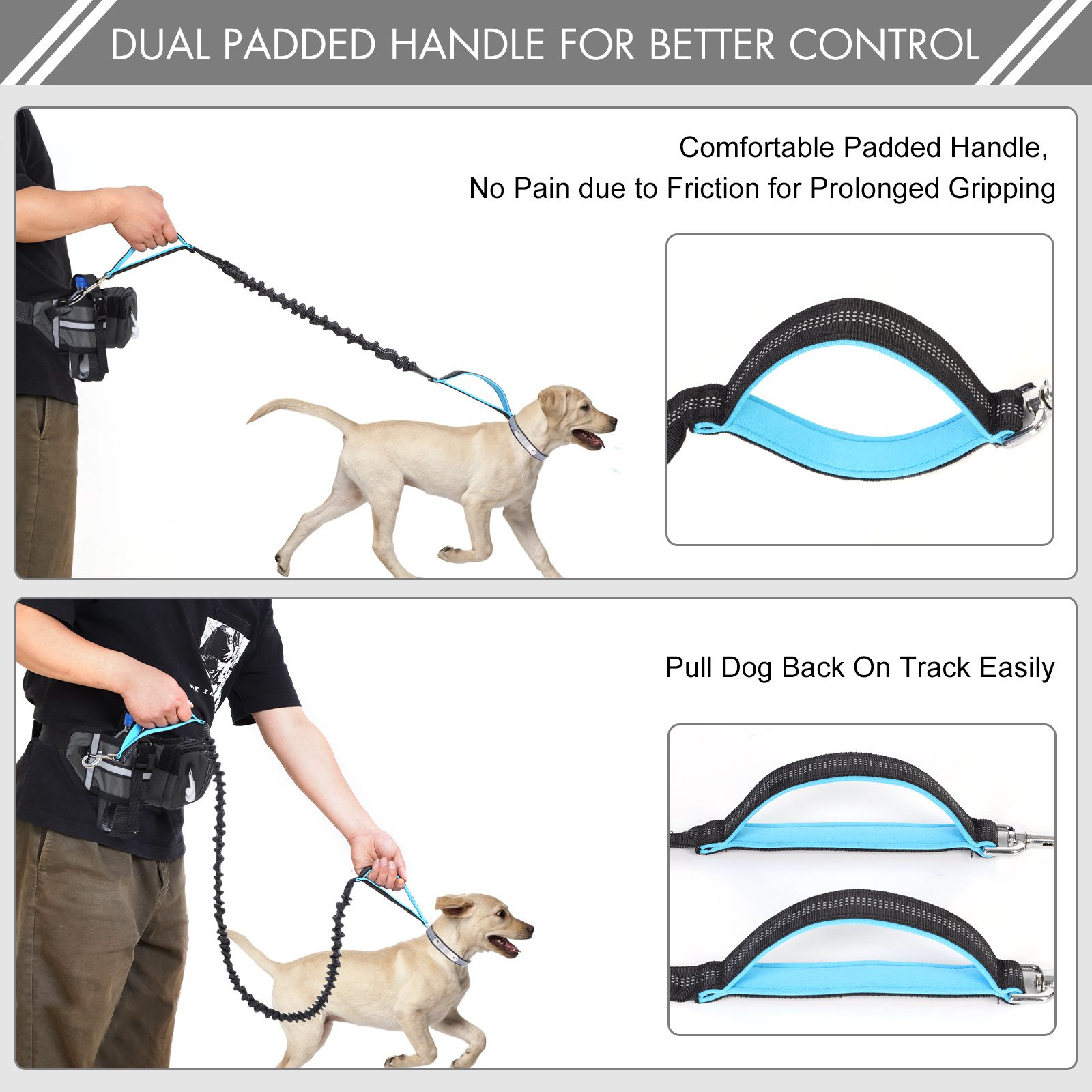 Hiking MOZZA SUNRISE Hands Free Dog Leash with Zipper Pouch Professional Harness Waist Dog Leash Upgrade and Reinforcement Dog Leash for Running Durable Dual-Handle Bungee Running Your Pet Walking 